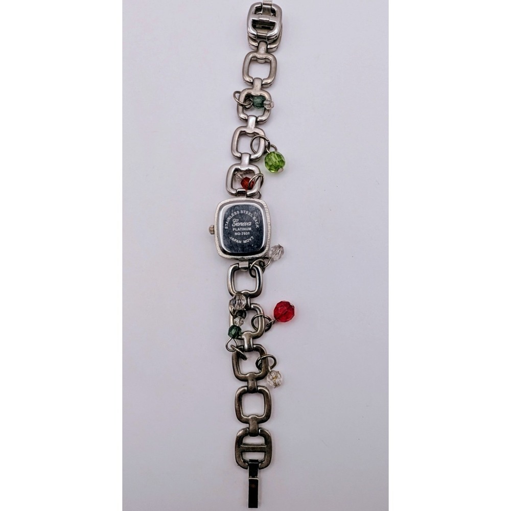 Geneva Woman Watch Silver Links W/ Beads Band New Battery - Picture 5 of 8